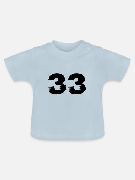 33 Zahl - Baby Bio-T-Shirt mit Rundhals - Hellblau