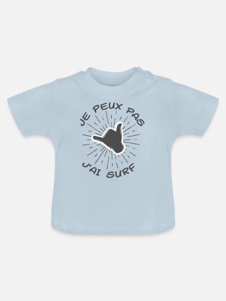 Ich kann nicht surfen - Baby Bio-T-Shirt mit Rundhals - Hellblau