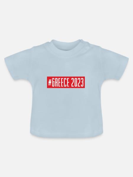 Greece 2023 - Baby Bio-T-Shirt mit Rundhals - Hellblau