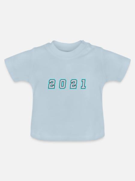 2021 Jahr Zahl - Baby Bio-T-Shirt mit Rundhals - Hellblau