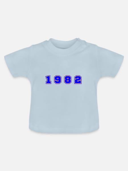 1982 Jahr Zahl - Baby Bio-T-Shirt mit Rundhals - Hellblau