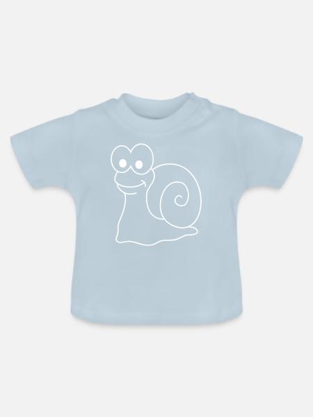 Schnecke Comic Tier - Baby Bio-T-Shirt mit Rundhals - Hellblau