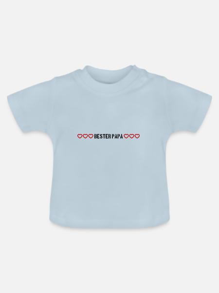 Bester Papa Herz Liebe - Baby Bio-T-Shirt mit Rundhals - Hellblau
