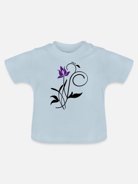 Orchidee / orchid (2c) - Baby Bio-T-Shirt mit Rundhals - Hellblau