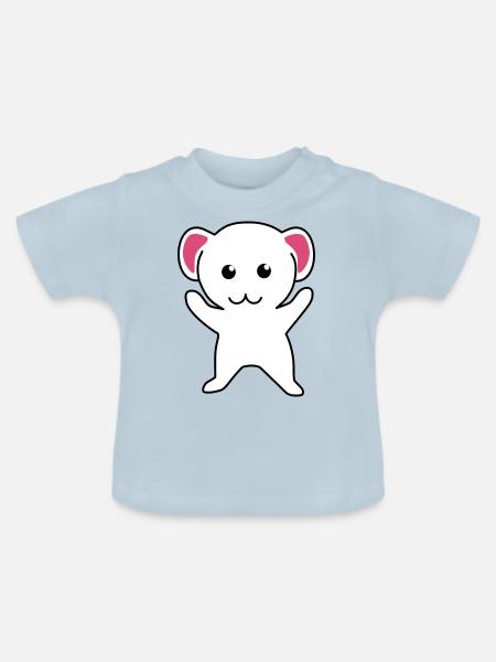 Süße weiße Maus - Baby Bio-T-Shirt mit Rundhals - Hellblau
