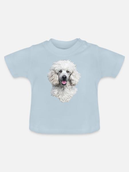 Weißer Pudel Hundekopf - Baby Bio-T-Shirt mit Rundhals - Hellblau
