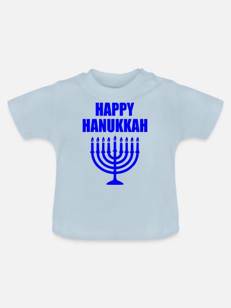 HAPPY HANUKKAH - Baby Bio-T-Shirt mit Rundhals - Hellblau