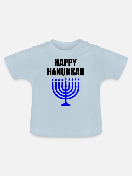 HAPPY HANUKKAH - Baby Bio-T-Shirt mit Rundhals - Hellblau
