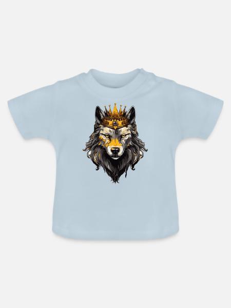Wolf Tier Krone - Baby Bio-T-Shirt mit Rundhals - Hellblau