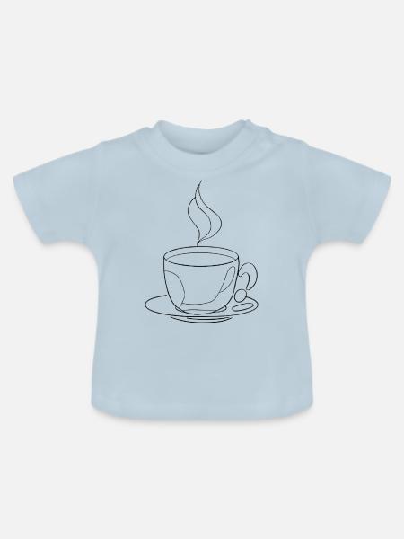 Lineart Coffee - Baby Bio-T-Shirt mit Rundhals - Hellblau