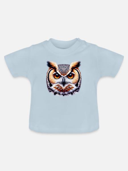 Eule - Baby Bio-T-Shirt mit Rundhals - Hellblau