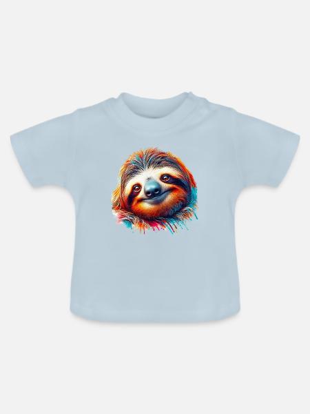 Faultier - Baby Bio-T-Shirt mit Rundhals - Hellblau