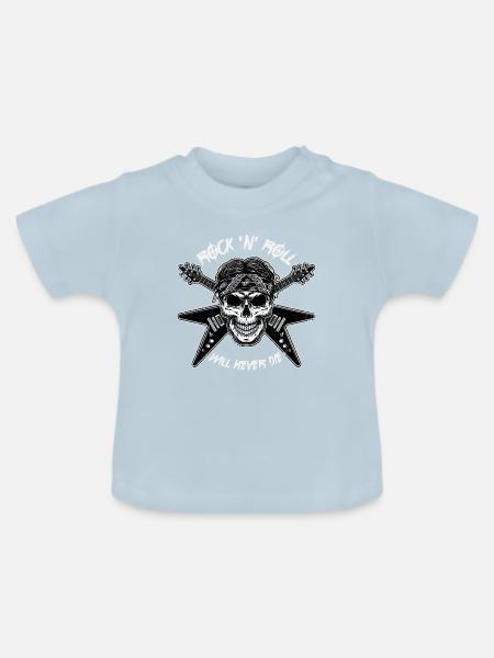 Skull Rock stirbt nie. - Baby Bio-T-Shirt mit Rundhals - Hellblau