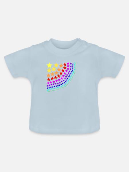Sterne bunt Regenbogen Geschenkidee - Baby Bio-T-Shirt mit Rundhals - Hellblau