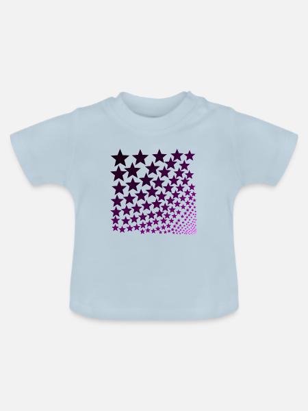 Sterne lila rosa Geschenkidee - Baby Bio-T-Shirt mit Rundhals - Hellblau