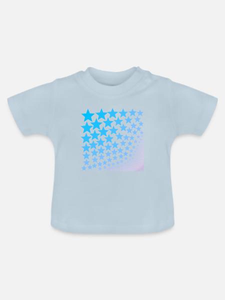 Sterne türkis rosa Geschenkidee - Baby Bio-T-Shirt mit Rundhals - Hellblau