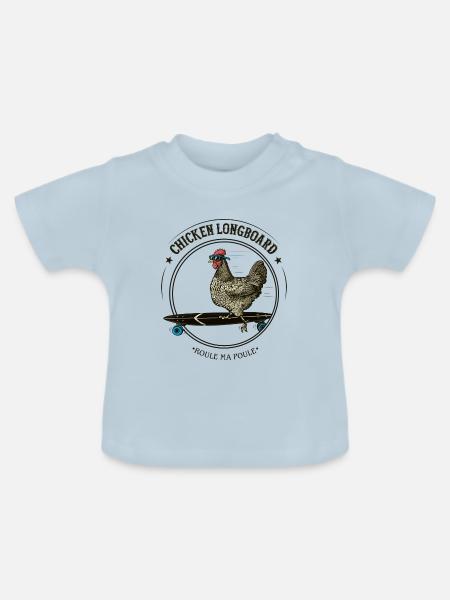 Hühnchen Longboard - Baby Bio-T-Shirt mit Rundhals - Hellblau