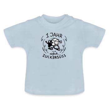 Ein Jahr Kindergeburtstag - Baby Bio-T-Shirt mit Rundhals - Hellblau - Vorne