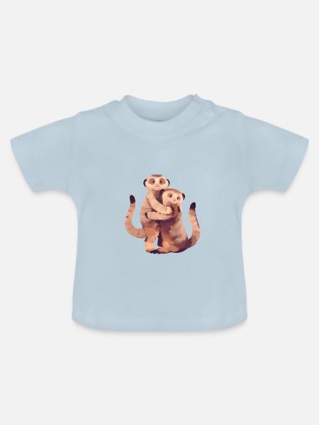 Erdmännchen Illustration - Baby Bio-T-Shirt mit Rundhals - Hellblau
