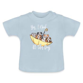 Funny Upside Down Umbrella Filled With Dogs - Anim - Baby Organic T-Shirt with Round Neck - light blue - Front