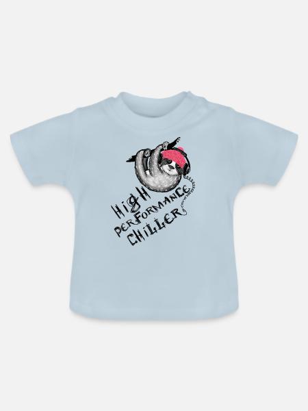 Lustige Sprüche Faultier High Performance Chiller - Baby Bio-T-Shirt mit Rundhals - Hellblau