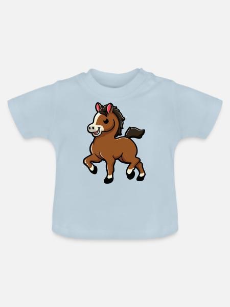 süßes Pferd | Baby Pferd | Fohlen - Baby Bio-T-Shirt mit Rundhals - Hellblau