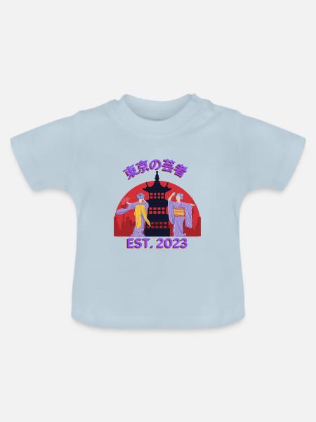 Geisha‘s Dancing - Baby Bio-T-Shirt mit Rundhals - Hellblau