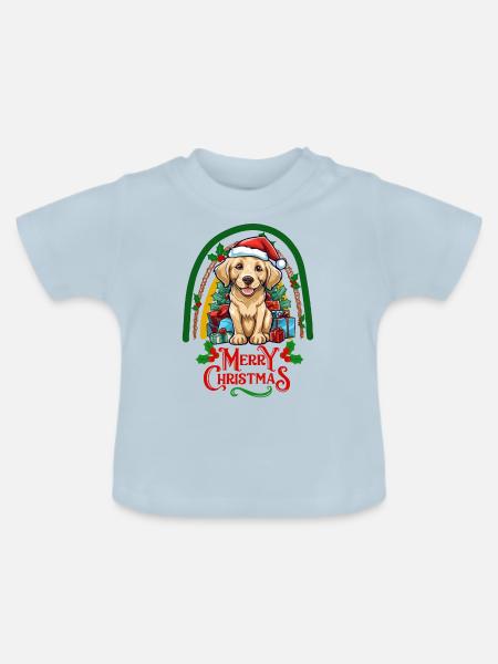 Labrador Weihnachten - Baby Bio-T-Shirt mit Rundhals - Hellblau
