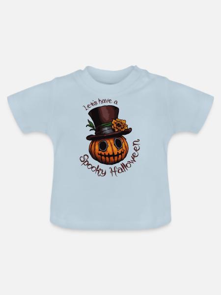 Spooky Halloween - Baby Bio-T-Shirt mit Rundhals - Hellblau