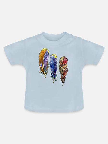 Feder - Baby Bio-T-Shirt mit Rundhals - Hellblau