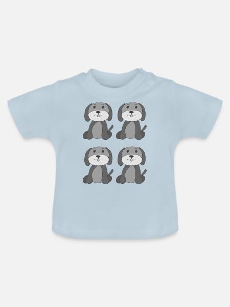 hunde 4fach graustufen - Baby Bio-T-Shirt mit Rundhals - Hellblau