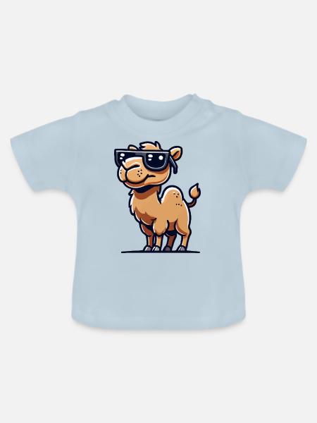 kamel comic sonnenbrille - Baby Bio-T-Shirt mit Rundhals - Hellblau