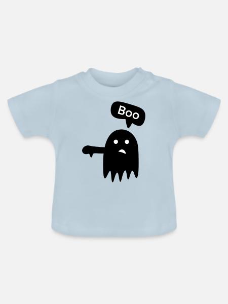 Spooky „Boo!“ - Baby Bio-T-Shirt mit Rundhals - Hellblau