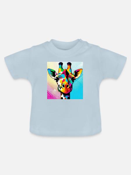 Giraffe Pop Art - Baby Bio-T-Shirt mit Rundhals - Hellblau