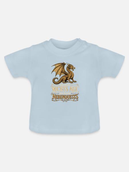 Nebenquests Drache Gamer Shirt - Baby Bio-T-Shirt mit Rundhals - Hellblau