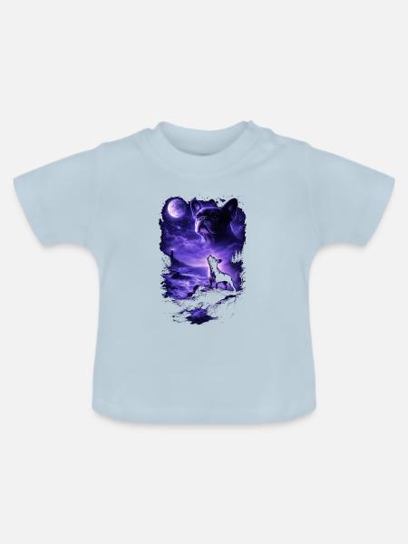 Hund Mama Hund Papa - Baby Bio-T-Shirt mit Rundhals - Hellblau