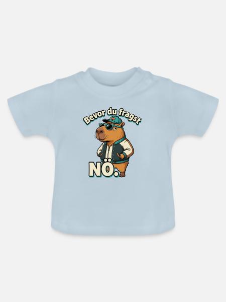 Bevor Du Fragst Nein Capybara - Baby Bio-T-Shirt mit Rundhals - Hellblau
