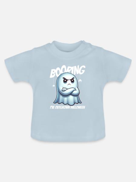 Booring Halloween Geist - Baby Bio-T-Shirt mit Rundhals - Hellblau
