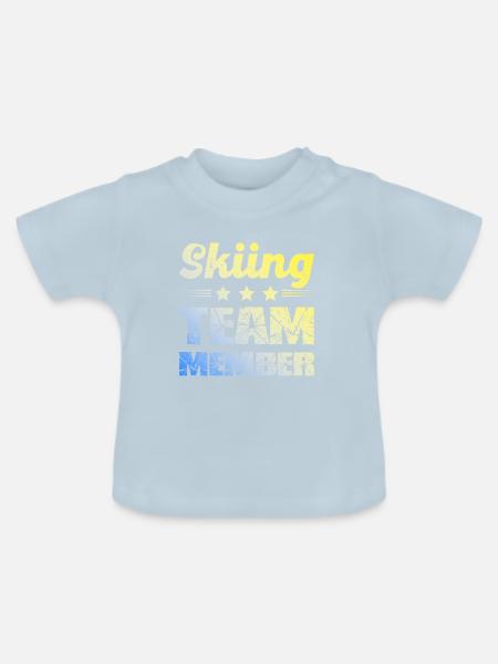 Skiing Team - Baby Bio-T-Shirt mit Rundhals - Hellblau