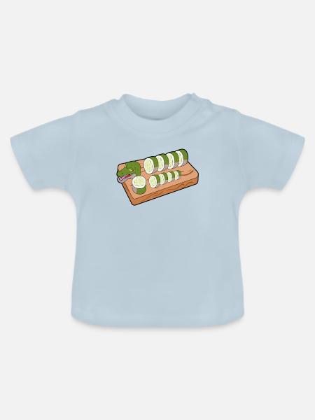 Sushi Rolle Drache - Baby Bio-T-Shirt mit Rundhals - Hellblau