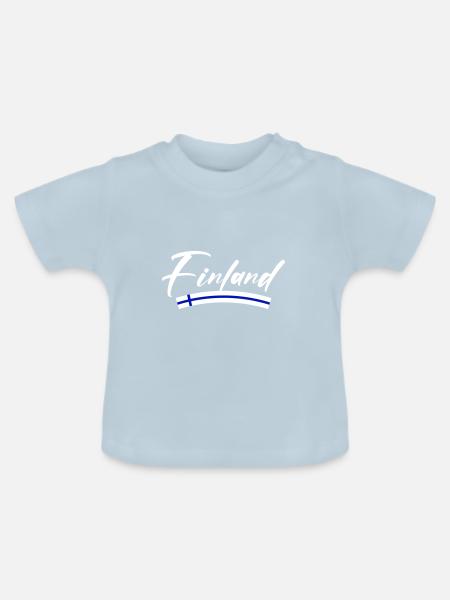 Finnland Fahne - Baby Bio-T-Shirt mit Rundhals - Hellblau