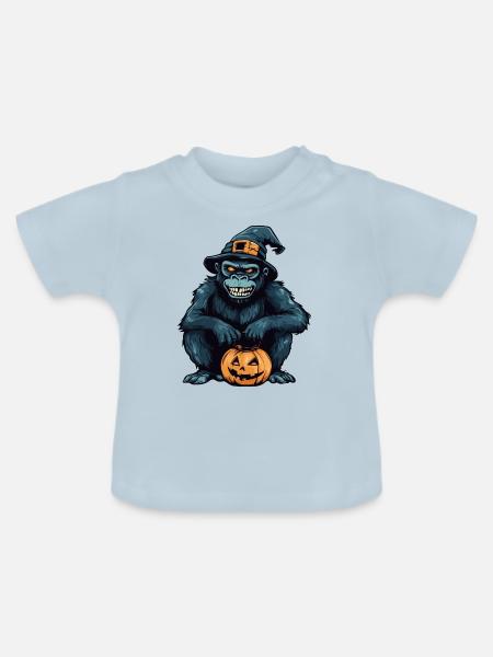 Gorilla Halloween Zombie - Baby Bio-T-Shirt mit Rundhals - Hellblau