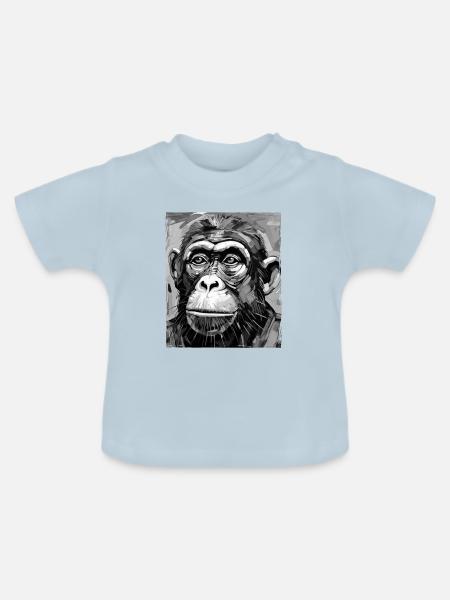 Affe Porträt - Baby Bio-T-Shirt mit Rundhals - Hellblau