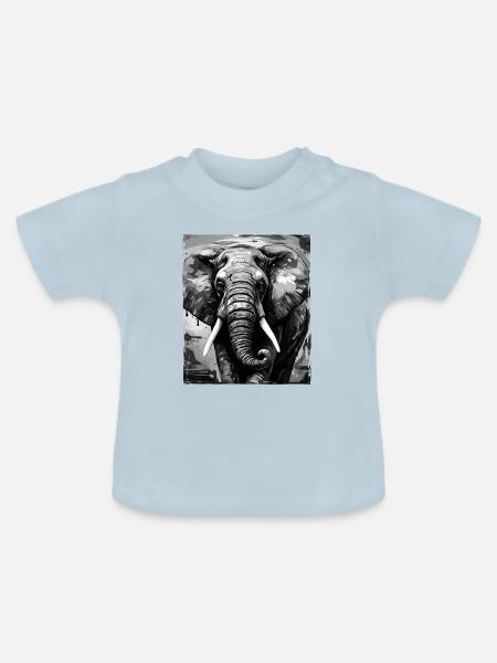 Elefant Porträt - Baby Bio-T-Shirt mit Rundhals - Hellblau