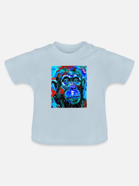 Affe Porträt - Baby Bio-T-Shirt mit Rundhals - Hellblau