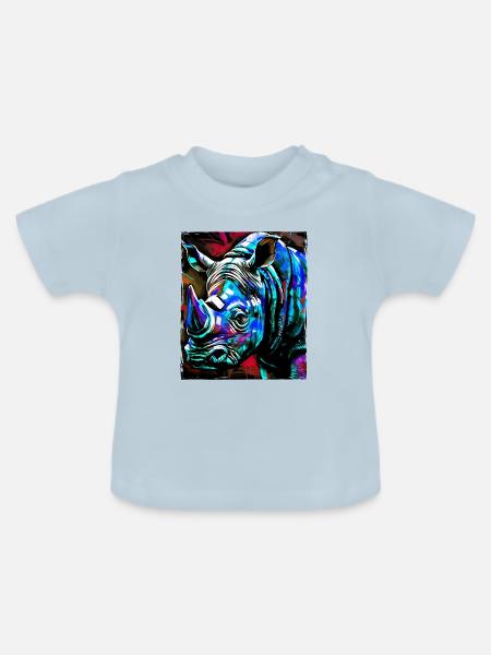 Nashorn Porträt - Baby Bio-T-Shirt mit Rundhals - Hellblau