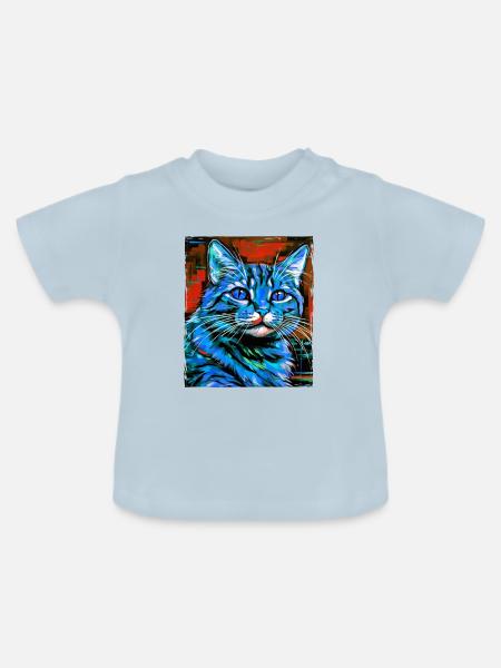 Katze Porträt - Baby Bio-T-Shirt mit Rundhals - Hellblau