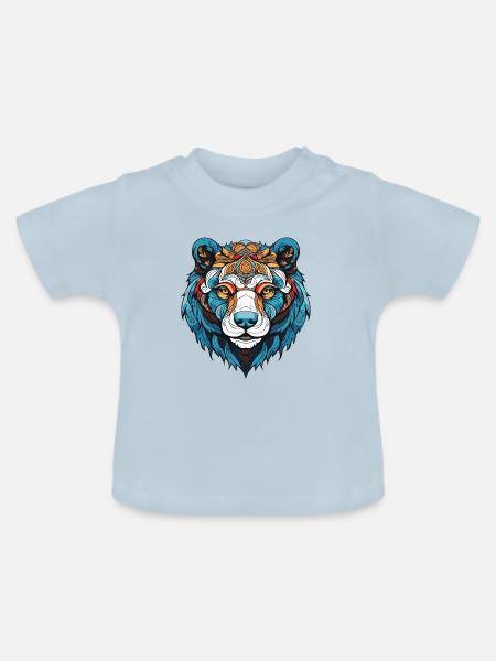 Eisbär Kopf Polar bär - Baby Bio-T-Shirt mit Rundhals - Hellblau