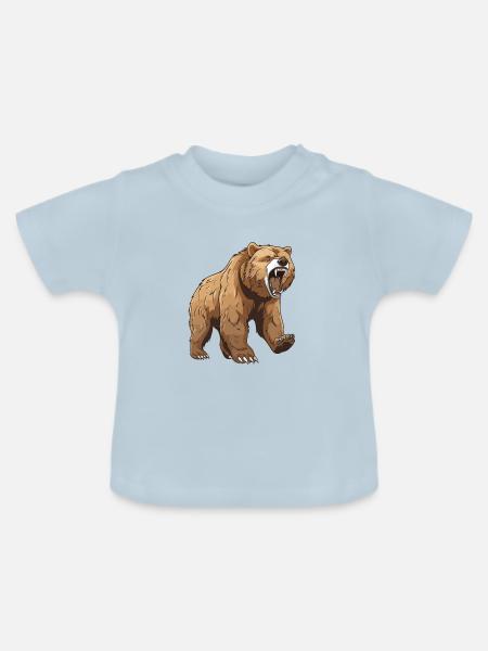 Bär Tier - Baby Bio-T-Shirt mit Rundhals - Hellblau