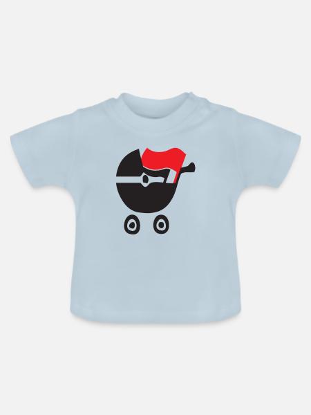 antifa kinderwagen flagge baby - Baby Bio-T-Shirt mit Rundhals - Hellblau